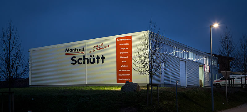 Außenansicht des Betriebsgebäudes von Heizungsbau Schütt